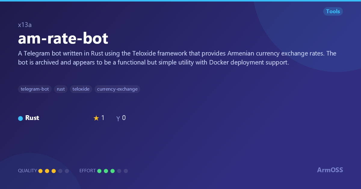 Am Rate Colure x13a/am-rate-bot - ArmOSS